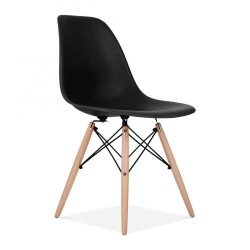 Sedia design modello Dsw con gambe in legno di Faggio  Bianca Nera