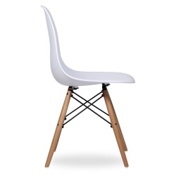 Sedia design modello Dsw con gambe in legno di Faggio  Bianca Nera